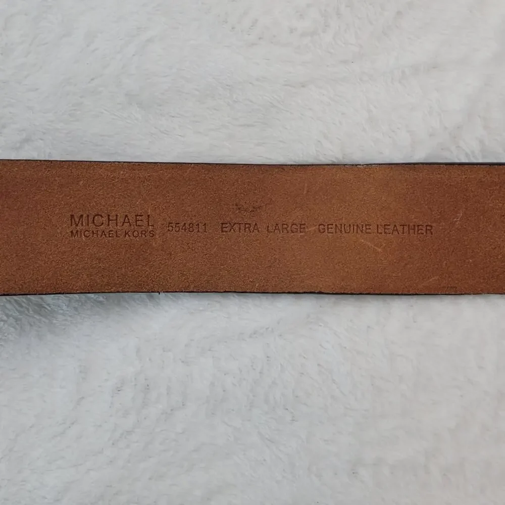 Michael Kors Leather Belt Black Brown Gold Logo XL Luxury Capsule Minimalist